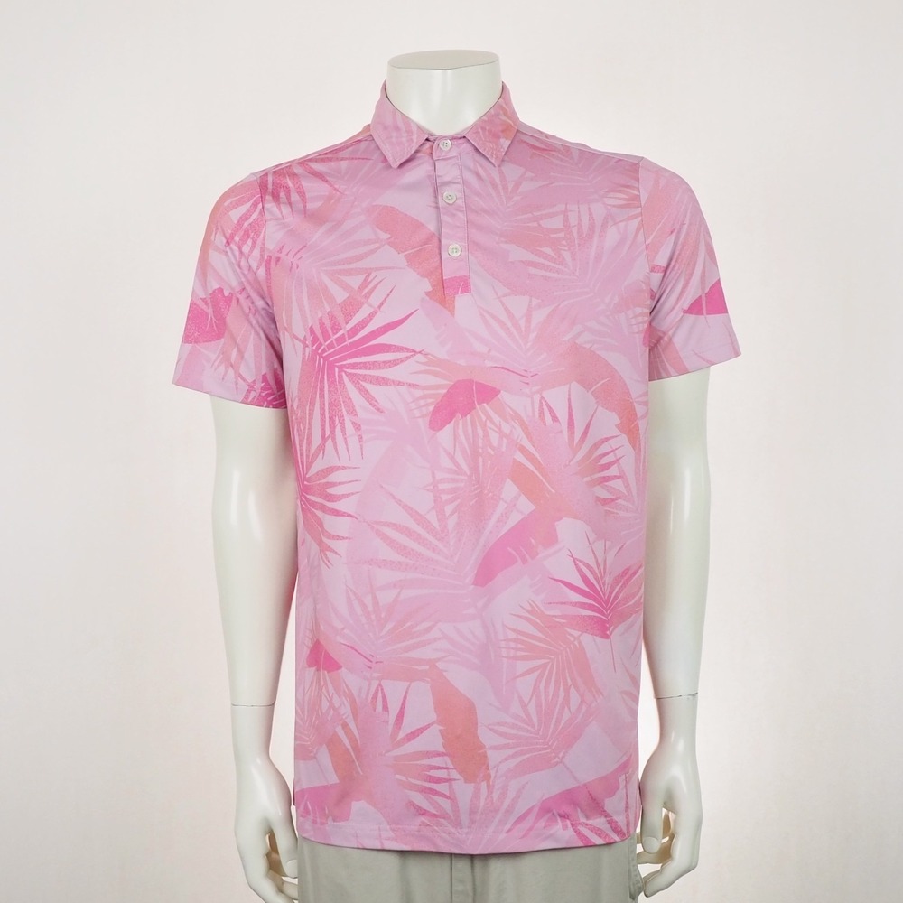 Sunday Swagger Golf Polo Shirt Mens Medium Pink Floral AOP Performance Blend